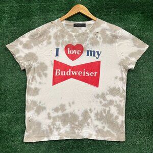 I Love My Budweiser Distressed Tie-Dye T-Shirt Size Medium